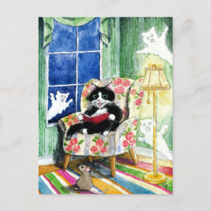 Halloween Cat Mouse Ghosts postcard ポストカード