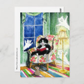 Halloween Cat Mouse Ghosts postcard ポストカード (正面/裏面)
