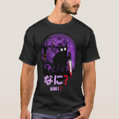 Halloween Cat Nani Murderous Black Cat with Knife  Tシャツ (正面)
