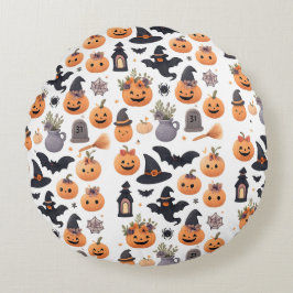 Halloween Cat Parade Throw Pillow ラウンドクッション