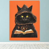 Halloween Cat Reading Preys Anatomy Spell List キャンバスプリント (インサイチュ (ウッドフロア))