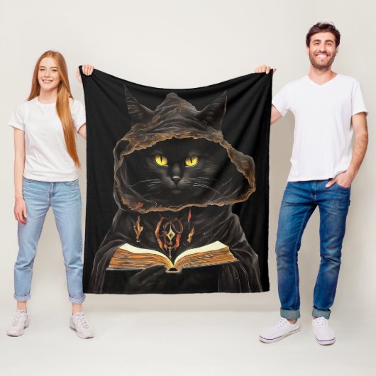 Halloween Cat Reading Preys Anatomy Spell List フリースブランケット (インサイチュ)