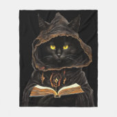 Halloween Cat Reading Preys Anatomy Spell List フリースブランケット (正面)