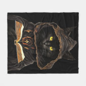 Halloween Cat Reading Preys Anatomy Spell List フリースブランケット (正面(横))
