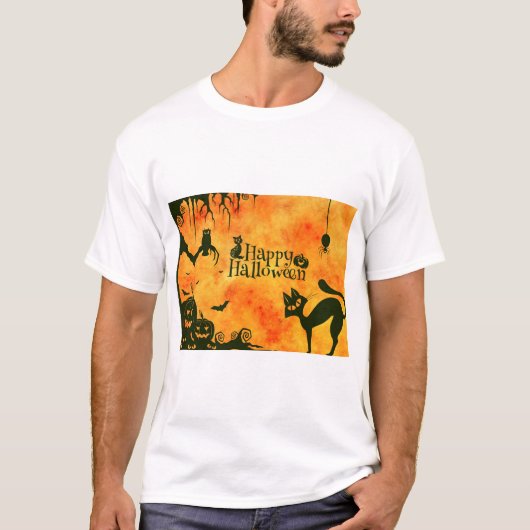 Halloween Cat Scary Surreal The Atmosphere Tシャツ (正面)