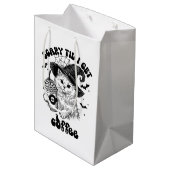 Halloween Cat Scary Til I Get Coffee  ミディアムペーパーバッグ (裏面アングル)