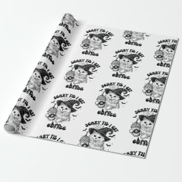 Halloween Cat Scary Til I Get Coffee  ラッピングペーパー