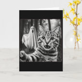 Halloween Cat Selfie With Soky Ghost  カード (黄色い花)