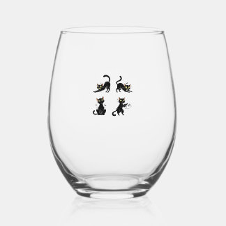 Halloween Cat  Spooky and Stylish Feline-Inspired  ステムなしワイングラス
