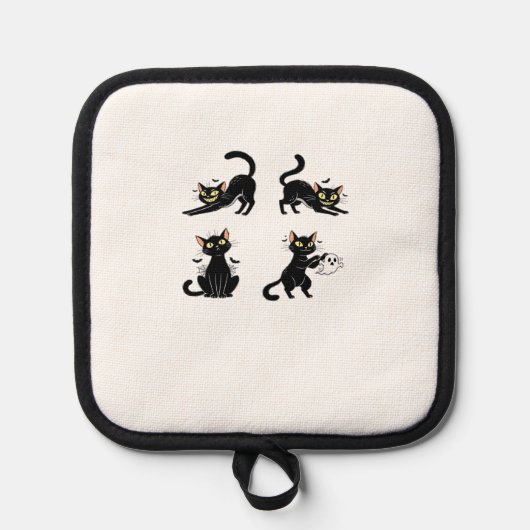 Halloween Cat  Spooky and Stylish Feline-Inspired  鍋敷き (正面)