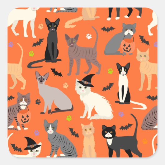 Halloween Cats スクエアシール (正面)