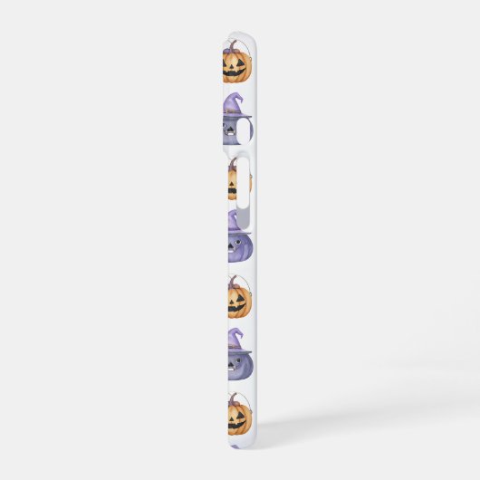 Halloween Cats and Pumpkins Pattern iPhone 16ケース (左側面)