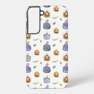 Halloween Cats and Pumpkins Pattern Samsung Galaxy S22+ケース