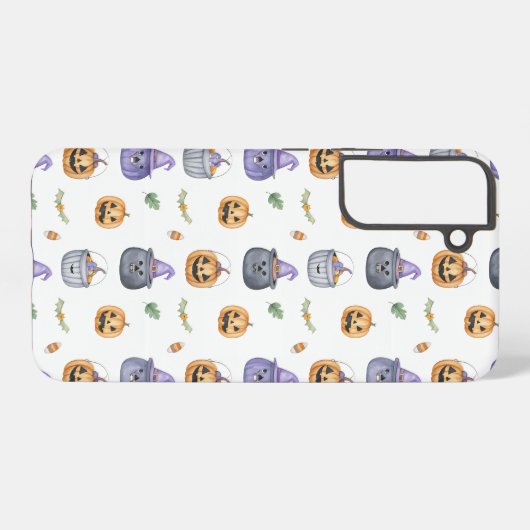 Halloween Cats and Pumpkins Pattern Samsung Galaxyケース (裏面横)
