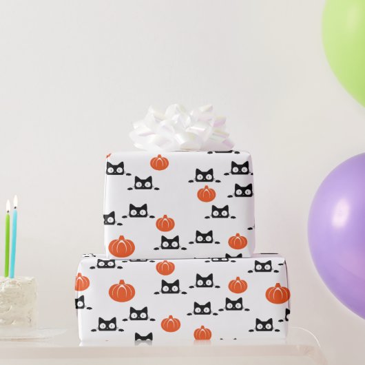 Halloween cats and Pumpkins Wrapping Paper ラッピングペーパー (パーティーギフト)
