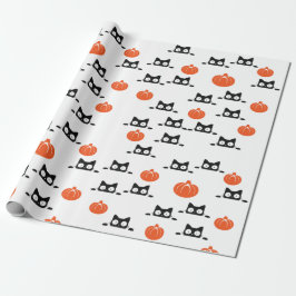 Halloween cats and Pumpkins Wrapping Paper ラッピングペーパー