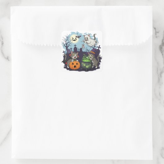 Halloween Cats Sticker スクエアシール (バッグ)