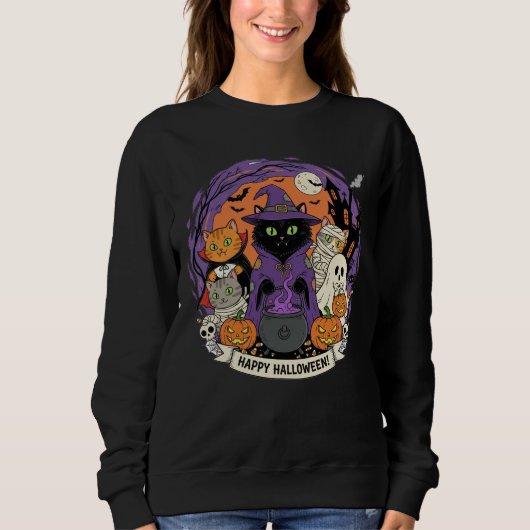Halloween Cats Sweatshirt For Cat Lovers スウェットシャツ (正面)