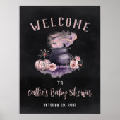 Halloween Cauldron Baby Shower Welcome Sign ポスター (正面)