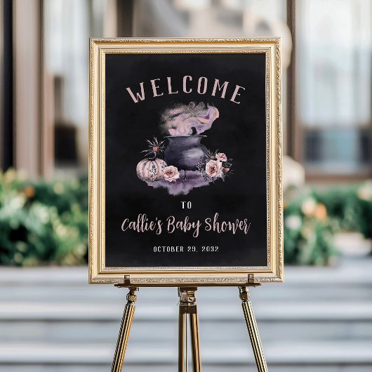 Halloween Cauldron Baby Shower Welcome Sign ポスター