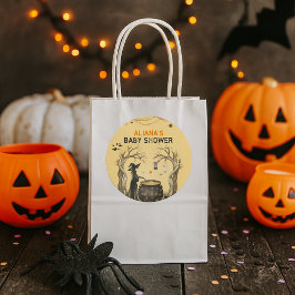 Halloween Cauldron Spooky Black Witch Baby Shower ラウンドシール