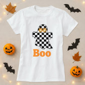 Halloween Checkerboard Ghost Boo Tシャツ