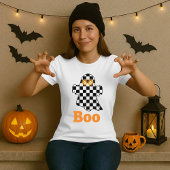 Halloween Checkerboard Ghost Boo Tシャツ