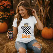 Halloween Checkerboard Ghost Boo Tシャツ