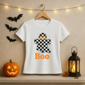 Halloween Checkerboard Ghost Boo Tシャツ