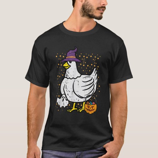Halloween Chicken Rooster Costume Farmer Men Women Tシャツ (正面)