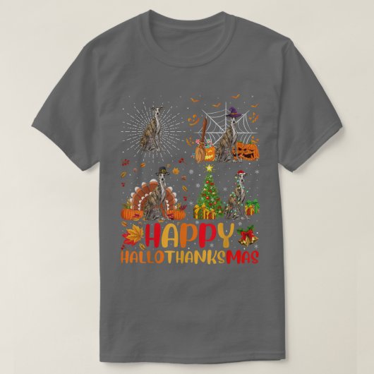Halloween Christmas Funny Greyhound Dog Hallothank Tシャツ (デザイン正面)