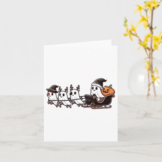Halloween Christmas Santa's Reindeer Ghost Happy G カード (黄色い花)