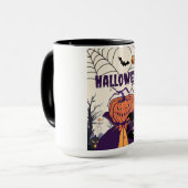Halloween – citrouille sombre et sorcier マグカップ (正面左)