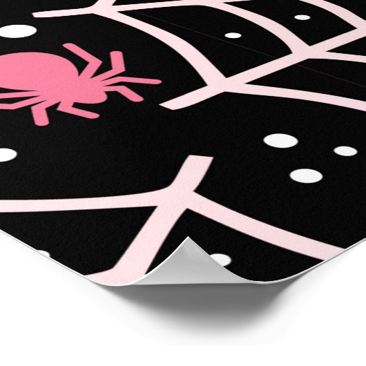 Halloween Cobwebs & Spiders Pattern ポスター (角)