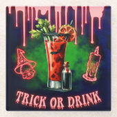 Halloween Cocktail Coaster Spooky “Trick or Drink ガラスコースター (正面)