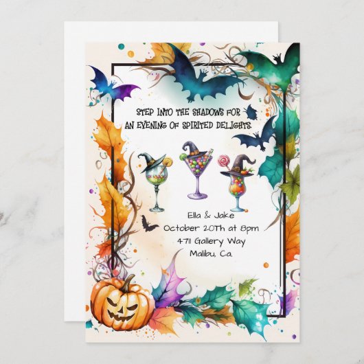 Halloween Cocktail Party Invitation  招待状 (正面/裏面)