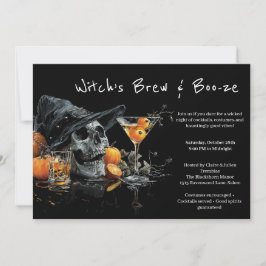 Halloween Cocktail Party Invitation | Skull Witch 招待状