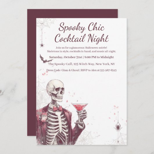 Halloween Cocktail Party | Spooky Chic Night 招待状 (正面/裏面)