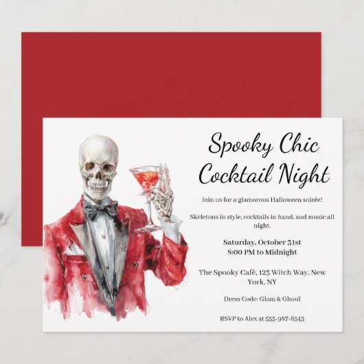 Halloween Cocktail Party | Spooky Chic Night 招待状 (正面/裏面)