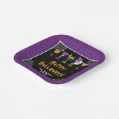 Halloween Cocktails and Costumes Party Purple ペーパープレート (傾斜あり)