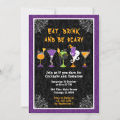 Halloween Cocktails and Costumes Party Purple 招待状 (正面)
