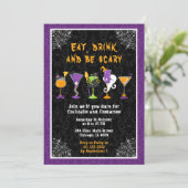 Halloween Cocktails and Costumes Party Purple 招待状 (スタンド正面)