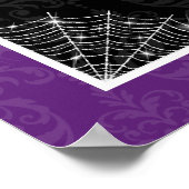Halloween Cocktails Purple Damask Party Sign ポスター (角)