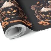 Halloween Coffee Art – Spooky Latte with Skeletons ラッピングペーパー (ロールコーナー)