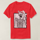 halloween coffee drinking skeleton tシャツ (デザイン正面)