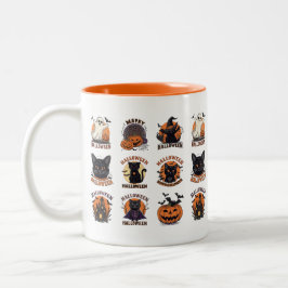 Halloween Coffee Mug with Cute Spooky Characters ツートーンマグカップ