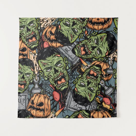 Halloween colorful elements seamless pattern with タペストリー (正面)