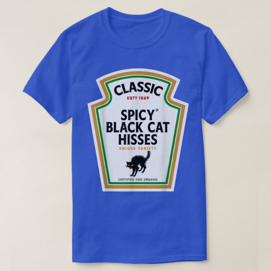 Halloween Condiment Bottle  Spicy Black Cat Hisses Tシャツ (デザイン正面)