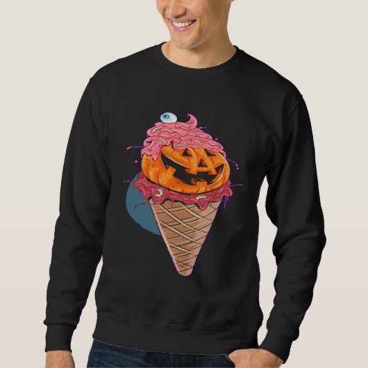 Halloween cones Pumpkin Worms icecream スウェットシャツ (正面)