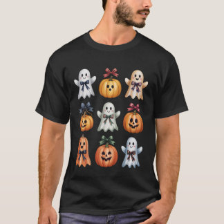 Halloween Coquette Bow Pumpkin Ghost Spooky Boo Wo Tシャツ